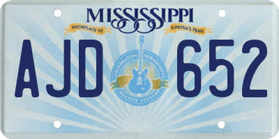 MS license plate AJD652