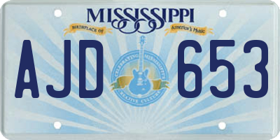 MS license plate AJD653