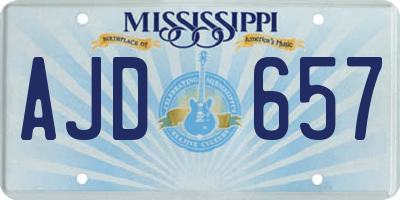 MS license plate AJD657