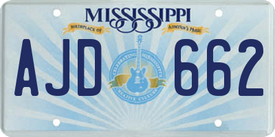 MS license plate AJD662