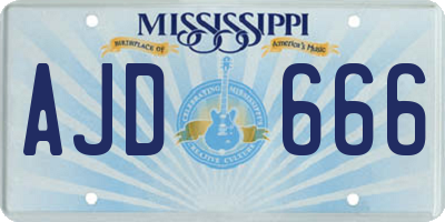 MS license plate AJD666