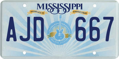 MS license plate AJD667