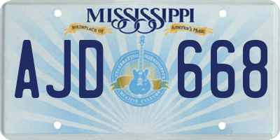 MS license plate AJD668