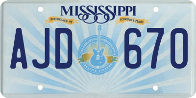 MS license plate AJD670