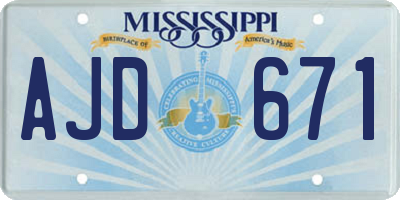 MS license plate AJD671