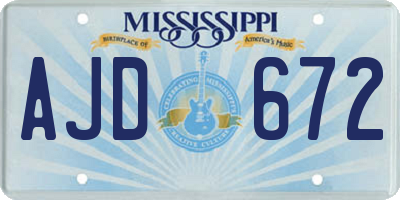 MS license plate AJD672