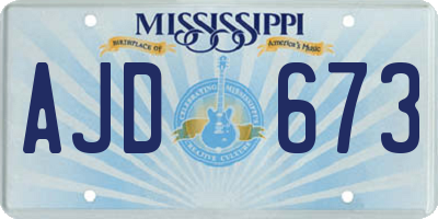 MS license plate AJD673