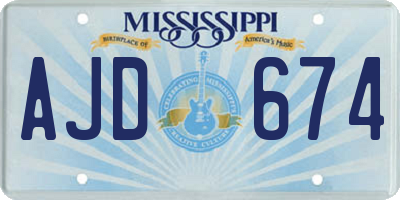 MS license plate AJD674