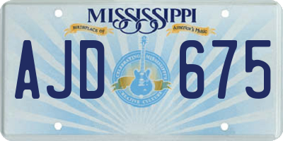 MS license plate AJD675