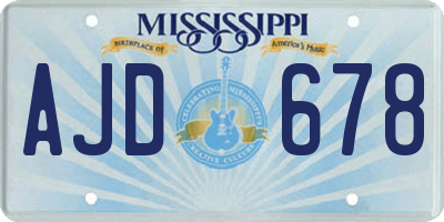 MS license plate AJD678
