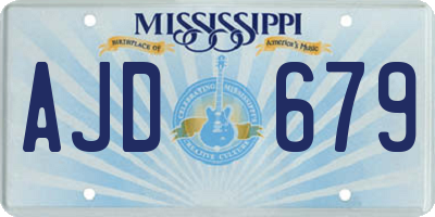 MS license plate AJD679