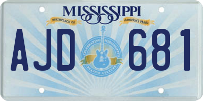 MS license plate AJD681