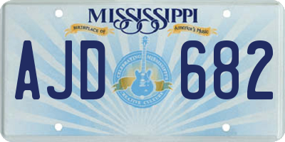 MS license plate AJD682