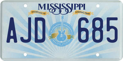 MS license plate AJD685