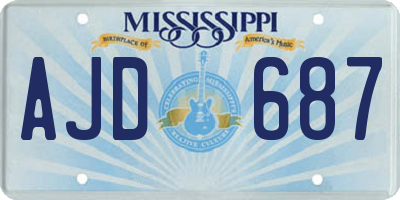 MS license plate AJD687