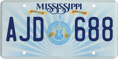 MS license plate AJD688