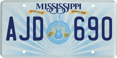 MS license plate AJD690