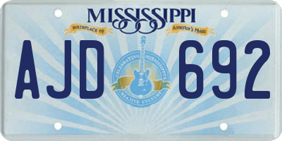 MS license plate AJD692