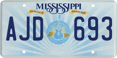 MS license plate AJD693