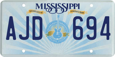 MS license plate AJD694