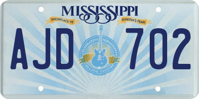 MS license plate AJD702