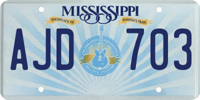 MS license plate AJD703