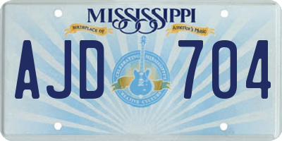 MS license plate AJD704