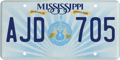 MS license plate AJD705