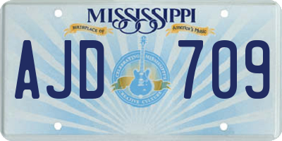 MS license plate AJD709