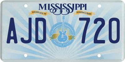 MS license plate AJD720