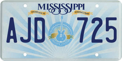 MS license plate AJD725