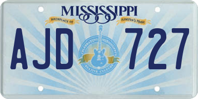 MS license plate AJD727