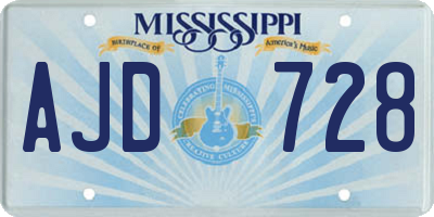 MS license plate AJD728