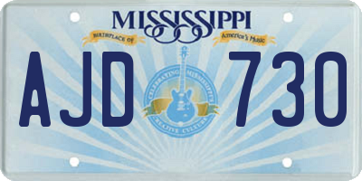MS license plate AJD730