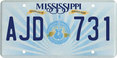 MS license plate AJD731