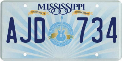 MS license plate AJD734
