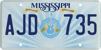 MS license plate AJD735