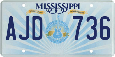 MS license plate AJD736
