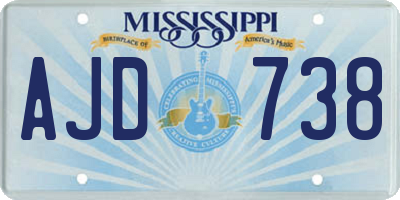 MS license plate AJD738