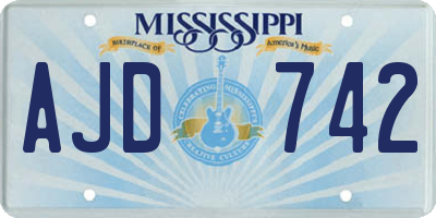 MS license plate AJD742