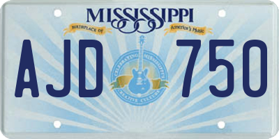 MS license plate AJD750