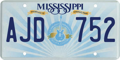 MS license plate AJD752