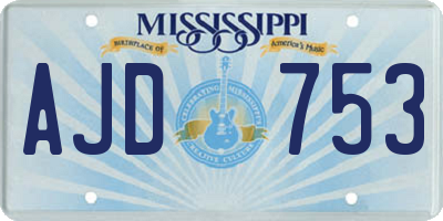MS license plate AJD753