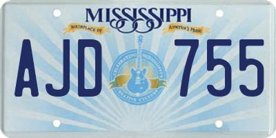 MS license plate AJD755