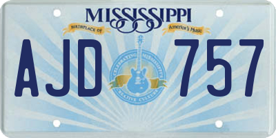 MS license plate AJD757