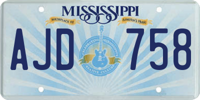 MS license plate AJD758