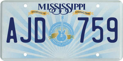 MS license plate AJD759