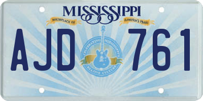 MS license plate AJD761