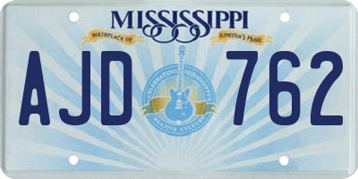 MS license plate AJD762