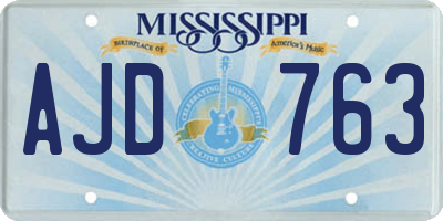 MS license plate AJD763